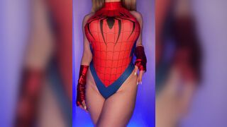 Ava Bamby as spider-man slowly loses her outfit