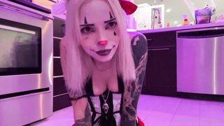 Babyfooji as Harleyquinn puts a colorfull analplug into her sweet tight asshole