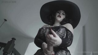 XXX cosplay porn babe Juliette Michele as naughty Lady Dimitrescu shows you her BBW body in slow-motion