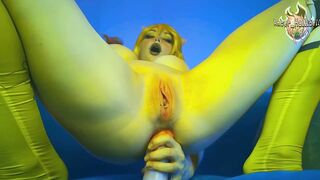 OnlyFans xxx cosplay porn babe Amber Hallibell as sexy Pikachu gets her TINY anal hole destroyed by huge tentacle dildo