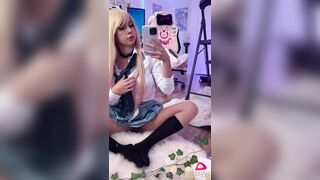 Blonde teen 18+ Dessyyc as School Girl teases her underwear