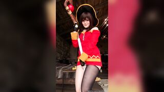 Neyrodesu as Megumin from KonoSuba explores her thick body and touches herself part 2