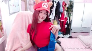 Short Cigxrettedaydream as Super Mario teaser showing cute ass and tiny titties