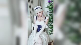 Belfast cosplay with HUGE TITS by Hidori Rose in full masturbation porn